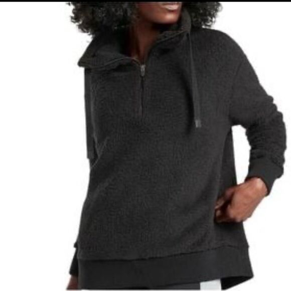 ATHLETA TALUS SHERPA HALF ZIP Pullover Sweatshirt Black Size Small - Picture 1 of 10